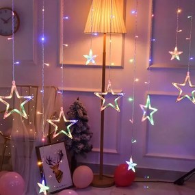 LED záves CD002-138 farebné hviezdy, s diaľkovým ovládaním