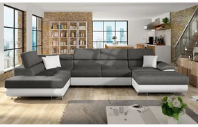 Rohová sedacia súprava Alvin Bis, Dostupné poťahy: ekokoža Soft 017 + Lux 06 + ekokoža Soft 017, Strana: Ľavá - U