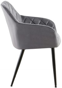 Jedálenská stolička Monett - zamat, B čierny rám - Tmavo sivá