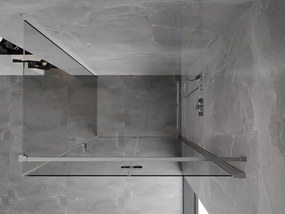 Mexen Mist-F T, 1-krídlový skladací sprchový kút pravý 90 x 110 cm, číre sklo, chrómový profil, 8A6T-090-110-01-00-P