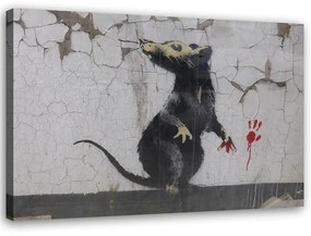 Obraz na plátně Banksy Street Art Rat - 120x80 cm