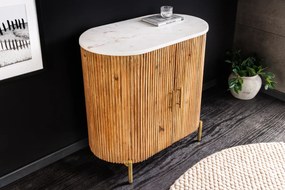 Sideboard TRES 70cm mango wood natural w/ white marble top and golden handles