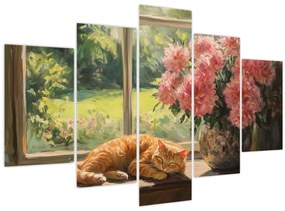 Obraz - Mačka na okne (150x105 cm)