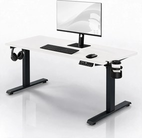 Elektrický stôl s nastavením výšky ergonomický antracitovo-bieli, 1600x800 mm: ARIA
