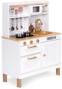 ECOTOYS Detská veľká drevená kuchynka so svetlom a zvukom