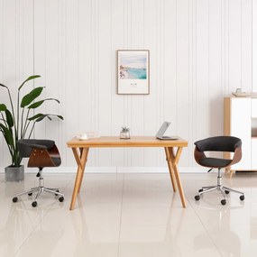 Otočná kancelárska stolička, sivá, ohýbané drevo a látka