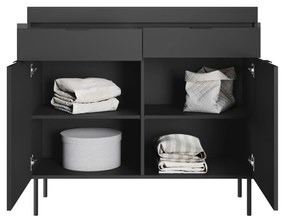 Komoda Sentia 105 cm s 2 zásuvkami - čierna / čierna