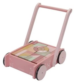 Little Dutch Little Dutch - Drevený vozík s kockami ružová FBB0106