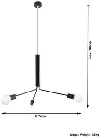 Čierne závesné svietidlo s kovovým tienidlom ø 74 cm Donato – Sollux