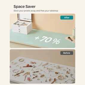 Šperkovnica 3-zásuvková so zamatovou podšívkou, biela