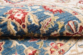 Okrúhly vintage koberec modro béžovej farby