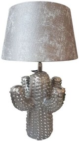 Strieborná kovová stolná lampa Cactus -Ø 25*43 cm/ E27