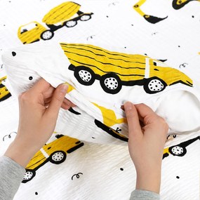 Goldea detská krepová obliečka na vankúš - bagre a stavebné autá 40 x 40 cm