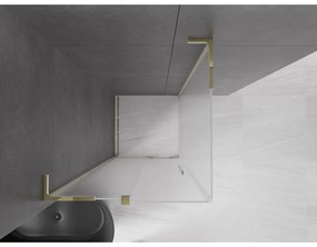 Mexen Velar L, sprchový kút s posuvnými dverami 100 x 100 cm, 8mm sklo námraza, zlatá lesklá, 871-100-100-33-50