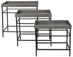 3ks šedo-čierne stojany na kvety Boleo - 60*32*64 / 52*27*56 / 47*22*48 cm