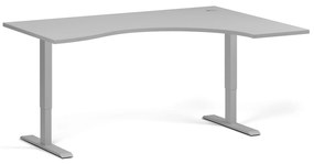 Ergonomický výškovo nastaviteľný stôl, 160x120 cm, 2 motory, L/P, sivá podnož, sivá