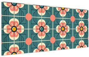 Obraz - Retro vzor s kvetmi (120x50 cm)