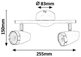Rabalux KAREN 6513 LED stropné bodové svietidlo 2x4W | 560lm | 3000K | IP20 - čierna