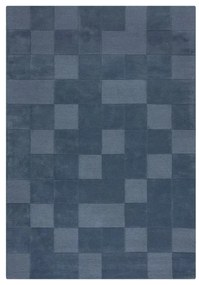 Tmavomodrý ručne tkaný vlnený koberec 120x170 cm Checkerboard – Flair Rugs