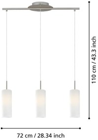 Závesné svietidlo v bielo-striebornej farbe so skleneným tienidlom TROY 3 – EGLO