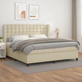 Boxspring posteľ s matracom krémová 200x200 cm umelá koža 3129053