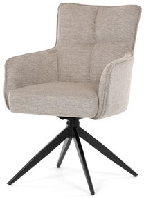 Židle jídelní, taštičkové pružiny v sedáku, 180° otočný mechanismus, lanýžová voděodolná látka, černý kov