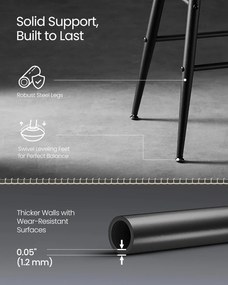 Sada 2 ks barových stoličiek, syntetická koža s prešívaním, čierne