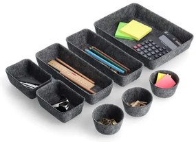 Organizéry na kozmetiku, na písacie potreby, na šperky, sada 8 ks, textilné - plstené
