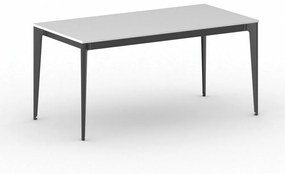 Kancelársky stôl PRIMO ACTION, čierna podnož, 1600 x 800 mm, biela