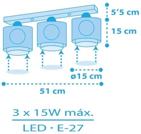 Dalber 60653 - Detské stropné svietidlo PIRATE ISLAND 3xE27/15W/230V