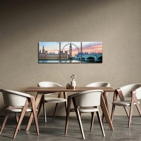 Obraz - Londýn v pastelových farbách (s hodinami) (90x30 cm)