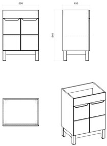Kúpeľňová stojaci skrinka pod umývadlo BALI sivá 60 cm