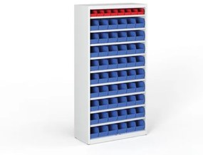 Regál s plastovými boxmi BASIC so zadnou stenou - 1800 x 400 x 920 mm, 54x B, 8x A
