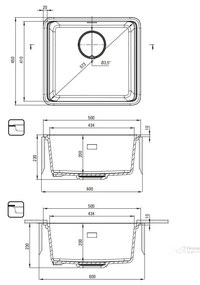 Deante Momi, 1-komorový granitový drez 500x450x230 mm s úsporným sifónom, šedá metalíza, DEA-ZKM_S10A