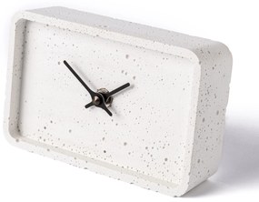 Stolové hodiny z betónu CLOCKIES, 16x10cm, obdĺžnikové, biele