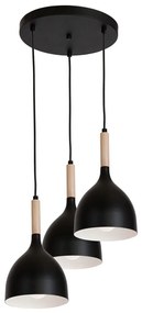 Luster na lanku NOAK WOOD 3xE27/15W/230V čierna/buk