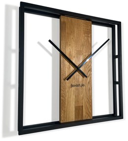 Dekorstudio Kovové hodiny s dubovým drevom LOFT SQUARE