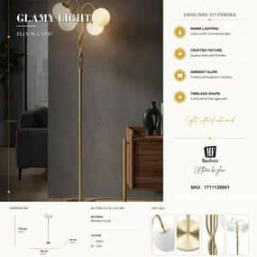 Stojacia lampa Glamy 176 cm biela/zlatá