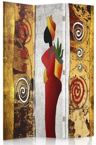 Ozdobný paraván Africká žena - 110x170 cm, trojdielny, obojstranný paraván 360°