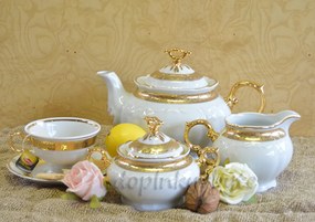 Thun čajová súprava Maria Louise zlatá 17-dielná