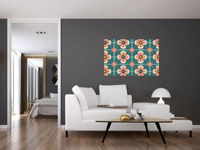 Obraz - Retro vzor s kvetmi (90x60 cm)