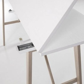 Pracovný rozkladací stôl ARONA 130 cm - biely, nohy svetlý dub