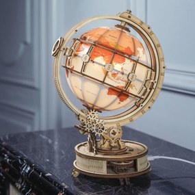 Robotime Rokr Svítící 3D dřevěné puzzle Globus 180 ks