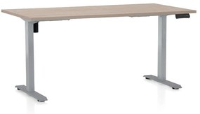 Výškovo nastaviteľný stôl OfficeTech B, 160 x 80 cm, sivá podnož, dub