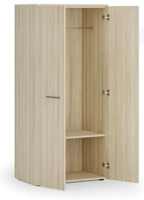 Kancelárska šatníková skriňa PRIMO WOOD, 1 polica, šatníková tyč, 800 x 500 x 1781 mm, dub prírodný