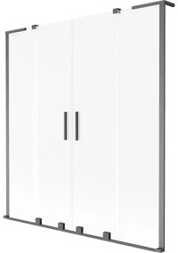 Mexen Velar L Duo, 2-krídlová posuvná vaňová zástena 140 x 150 cm, 8mm sklo námraza, brúsený grafit, 896-140-003-32-66