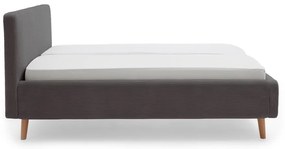Tmavosivá čalúnená dvojlôžková posteľ s úložným priestorom s roštom 180x200 cm Mattis Cord – Meise Möbel