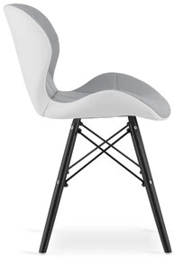 Set dvoch jedálenských stoličiek LAGO ekokoža, sivé / biele / čierne (2 ks)