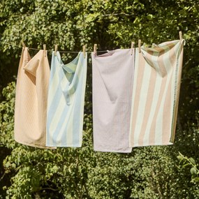 Ib Laursen Bavlnená utierka Linea Mustard / Light pink 50 × 70 cm