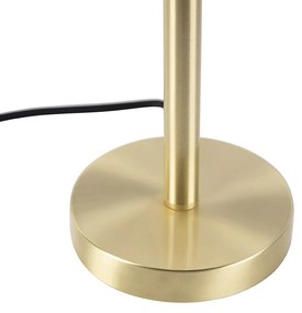 Stolná lampa mosadzná s oválnym zamatovým tienidlom s motívom listov 35 cm - Simplo